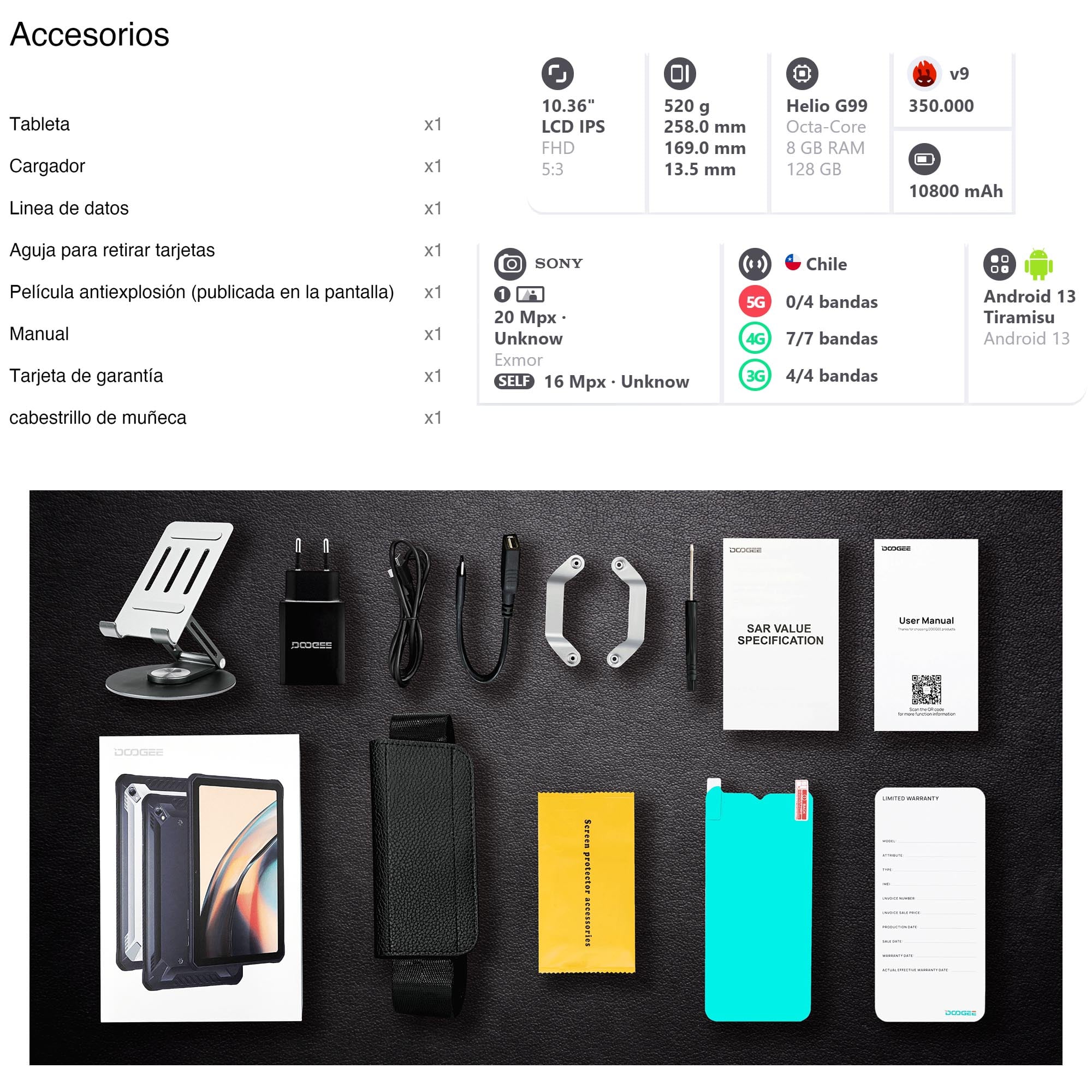 TABLET DOOGEE R10 10" 128 GB RUGGED 4G RESISTENTE GOLPES CAIDAS AGUA POLVO ANDROID 12 - 3