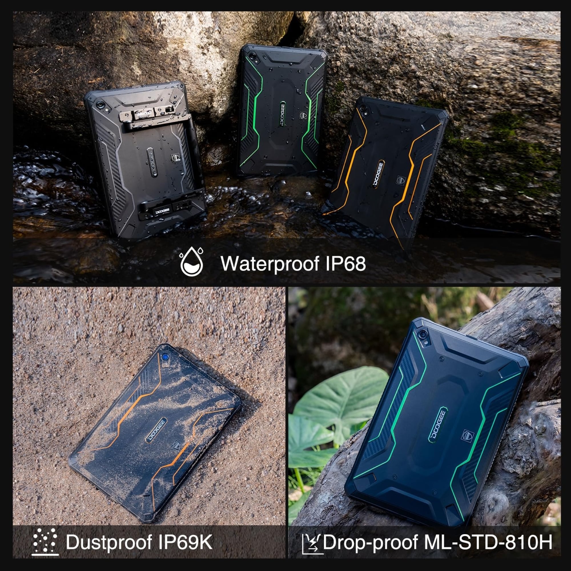 TABLET 4G RUGGED RESISTENTE DOOGEE R20 - IP68 MILITAR / RESISTE POLVO, GOLPES Y AGUA - 3