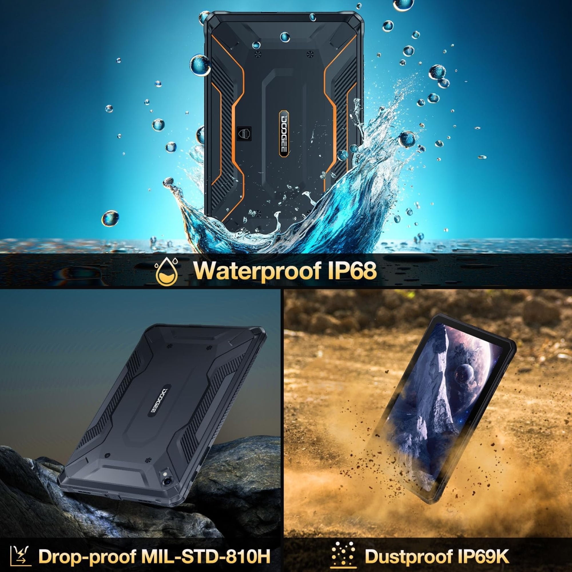 TABLET 4G RUGGED RESISTENTE DOOGEE R20 - IP68 MILITAR / RESISTE POLVO, GOLPES Y AGUA - 7
