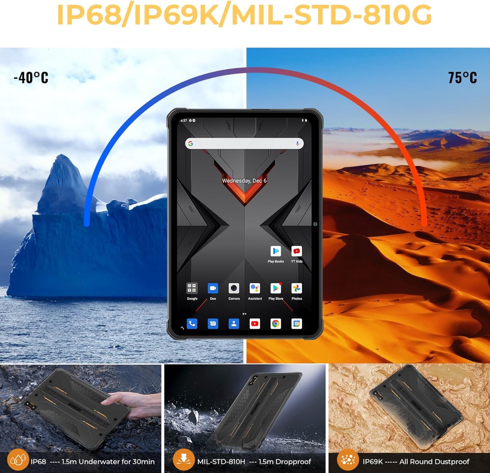 TABLET DOOGEE R7 10.1" 256 GB 4G RUGGED RESISTENTE HOTWAV IP68 MILITAR RESISTE POLVO GOLPES AGUA - 5
