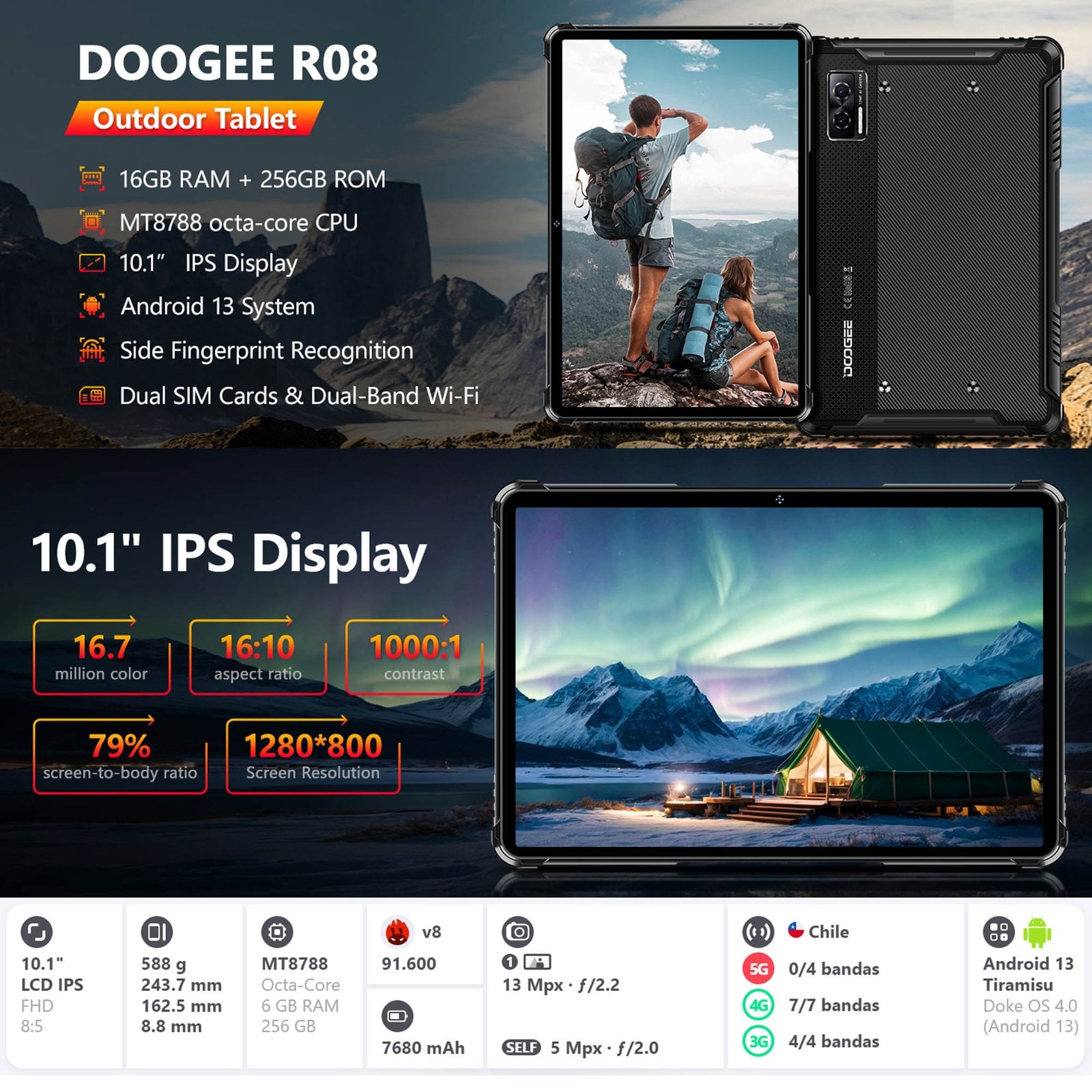 TABLET RESISTENTE: AGUA Y GOLPES - DOOGEE R08 / IP68 MILITAR - 2