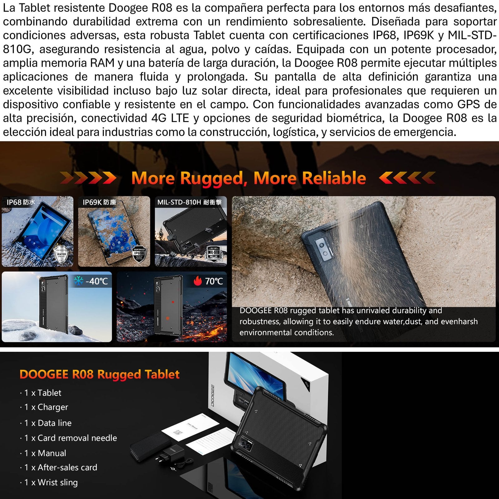 TABLET RESISTENTE: AGUA Y GOLPES - DOOGEE R08 / IP68 MILITAR - 3