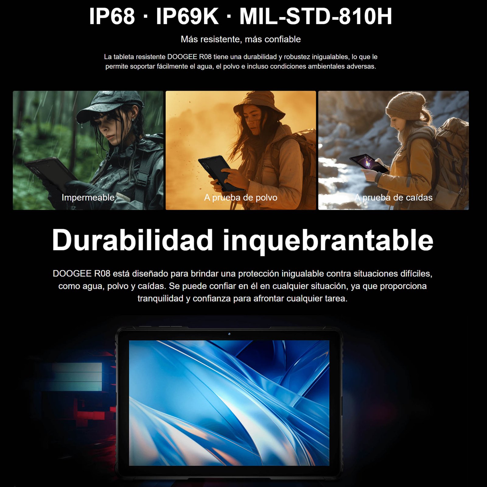 TABLET RESISTENTE: AGUA Y GOLPES - DOOGEE R08 / IP68 MILITAR - 5