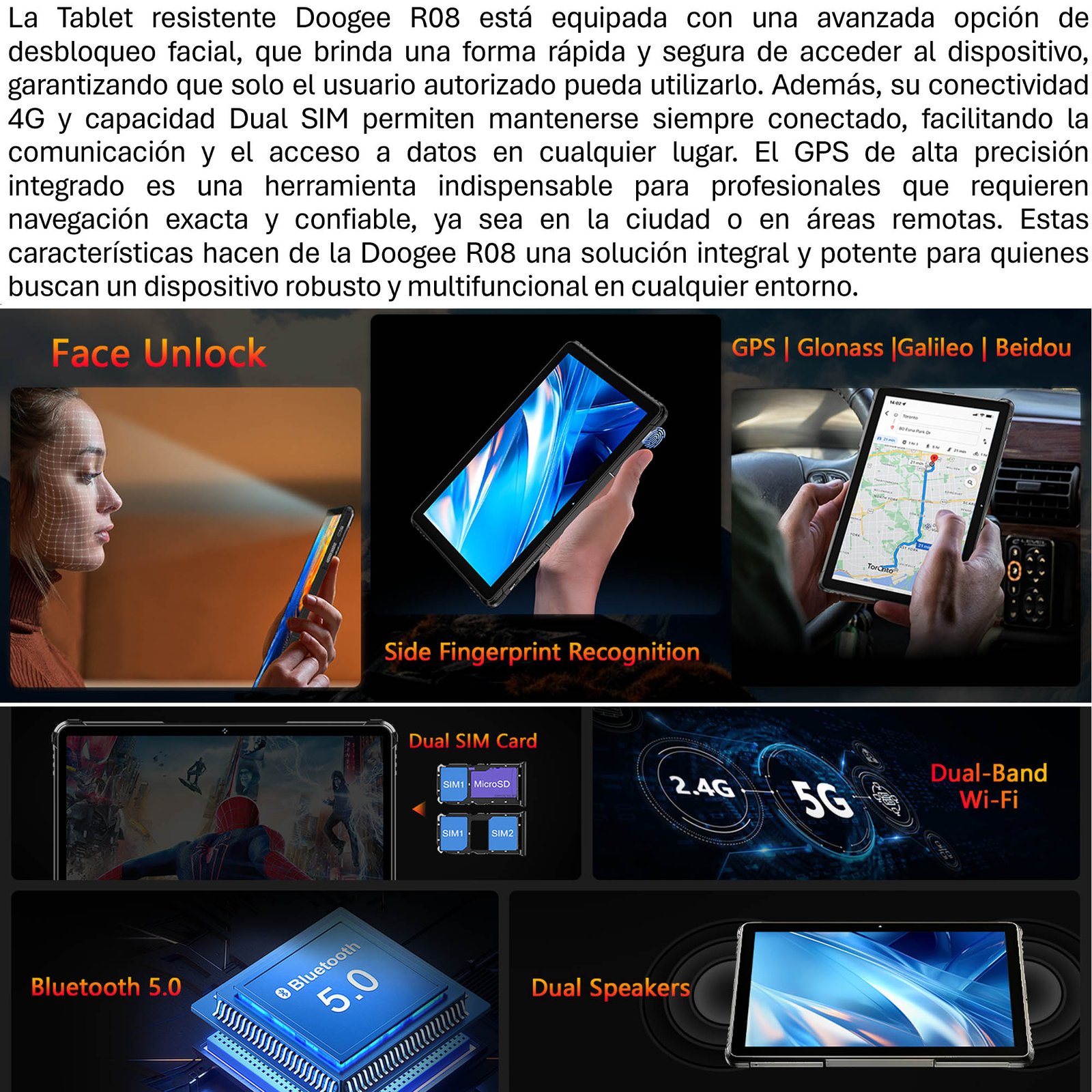 TABLET RESISTENTE: AGUA Y GOLPES - DOOGEE R08 / IP68 MILITAR - 7