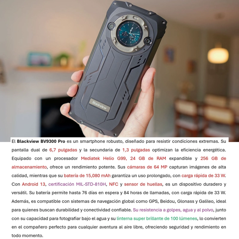 CELULAR BLACKVIEW BV9300 PRO 256 GB 12 GB RAM 50 MP 6.7 " ROBUSTO ALTO RENDIMIENTO - 2
