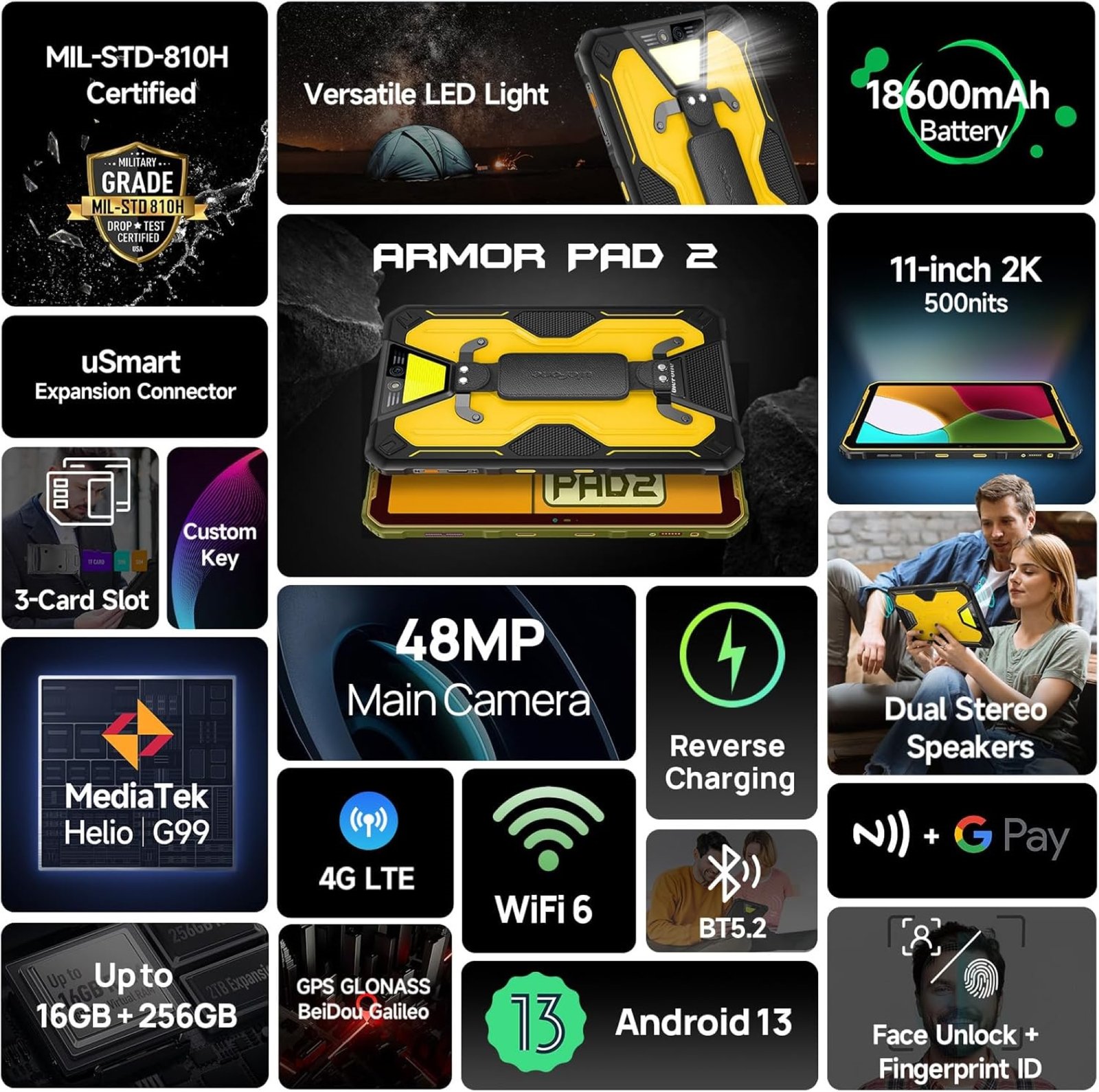 TABLET ULEFONE ARMOR PAD 2 256 GB 4G RESISTENTE GOLPES POLVO AGUA - 3