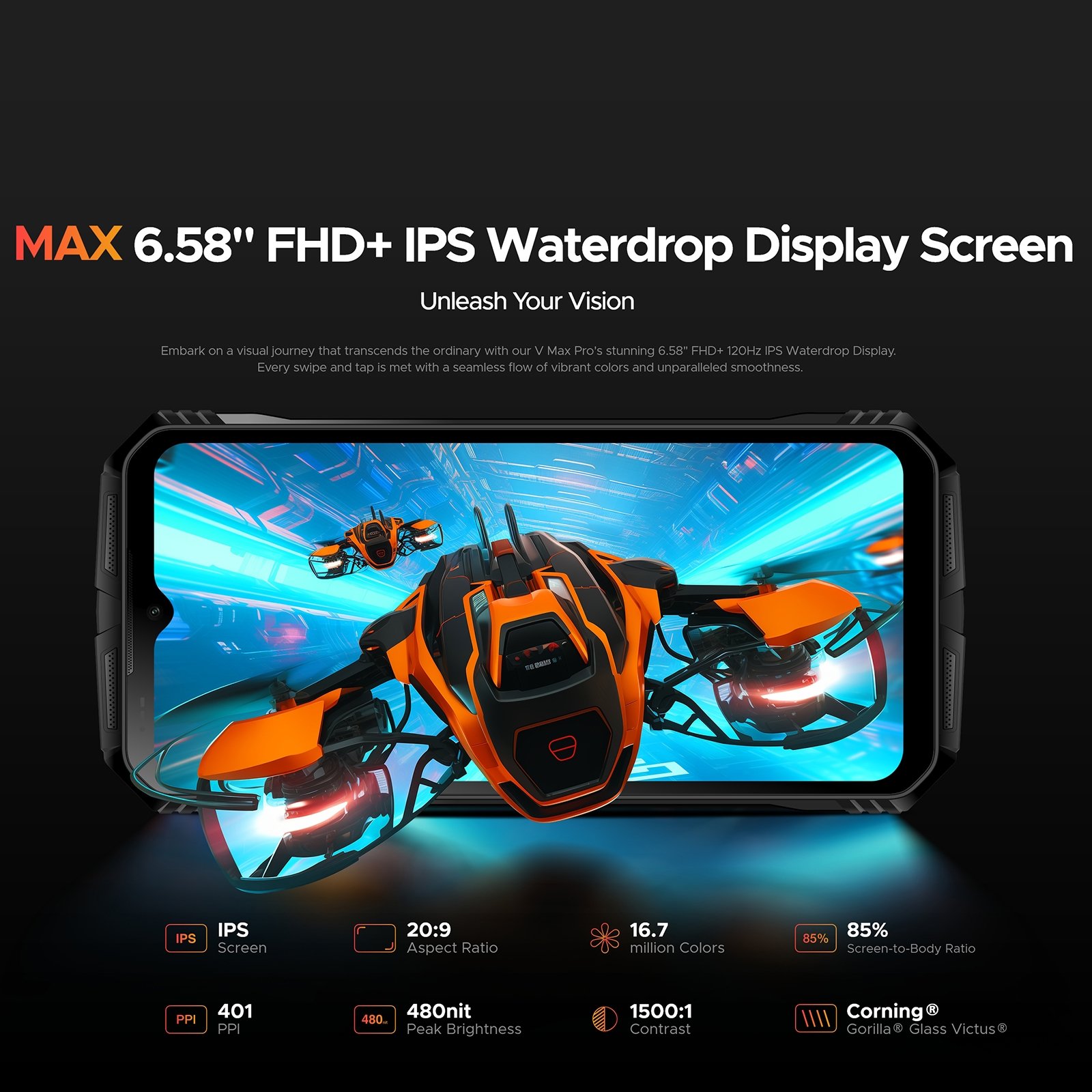 DOOGEE V MAX PRO - SMARTPHONE RUGGED 108 MP, BATERÍA 22.000 MAH, PANTALLA 120 HZ - 6