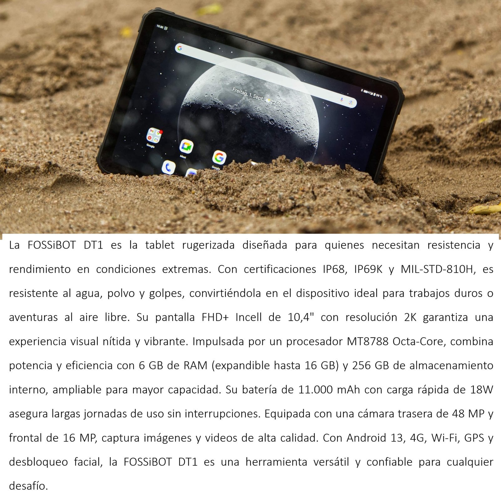 FOSSIBOT DT1 - TABLET RUGERIZADA 10,4'' 2K, CÁMARA 48 MP, BATERÍA 11.000 MAH - 2