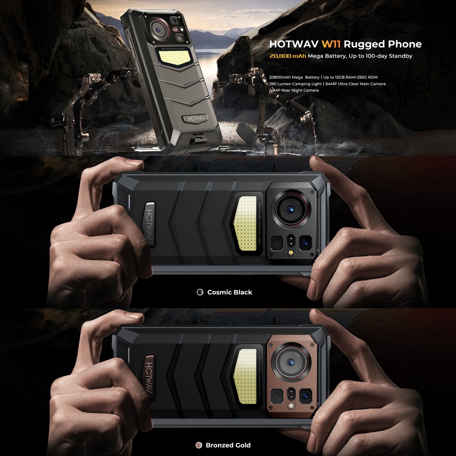 HOTWAV W11 - SMARTPHONE RESISTENTE CON BATERÍA DE 20.800MAH Y LED DE CAMPING - 4