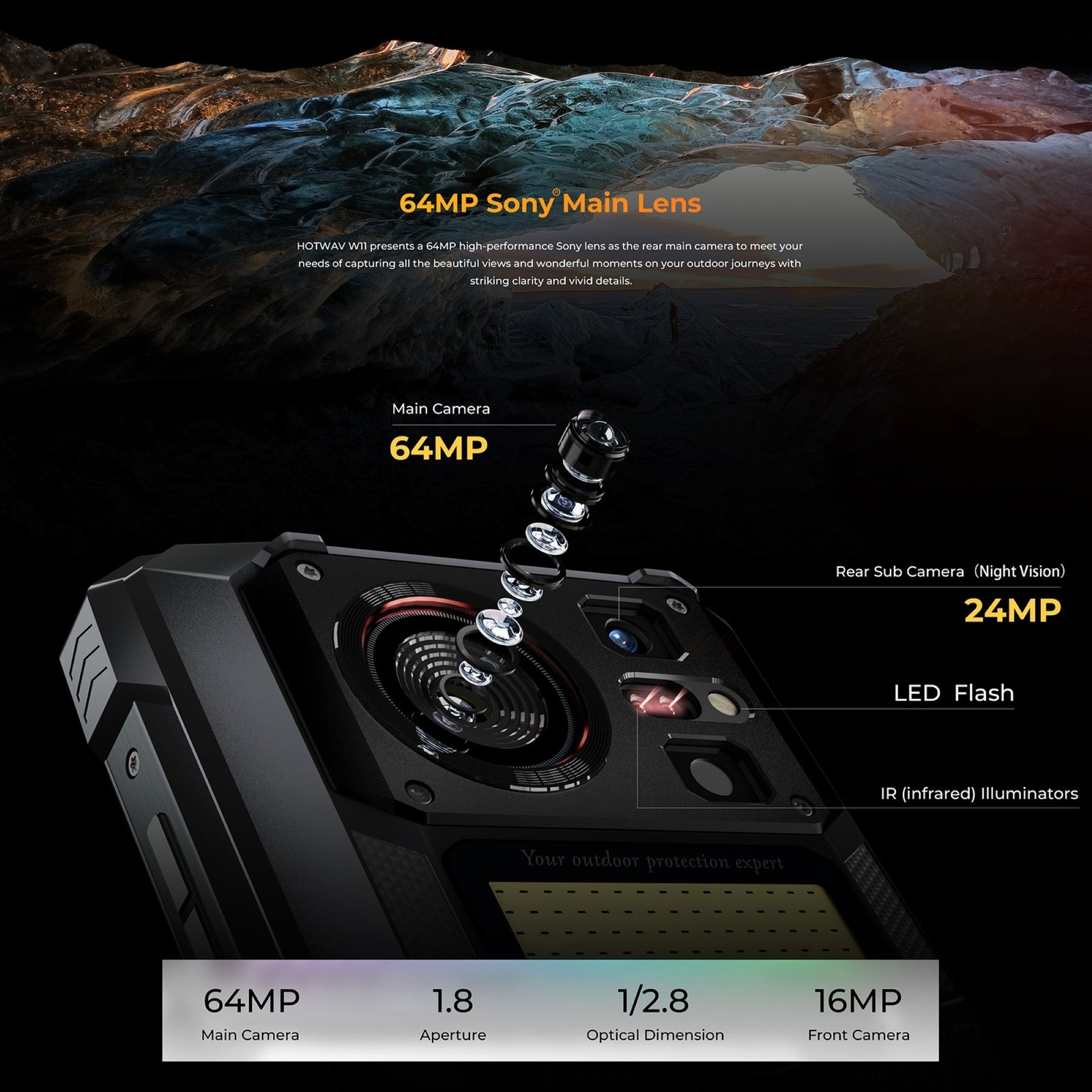 HOTWAV W11 - SMARTPHONE RESISTENTE CON BATERÍA DE 20.800MAH Y LED DE CAMPING - 8
