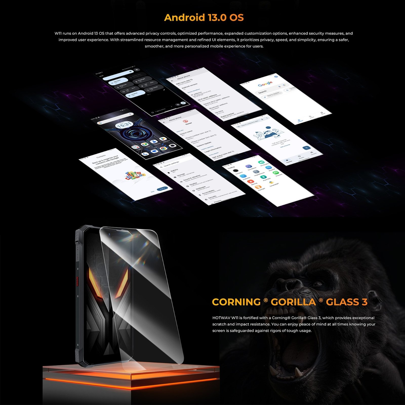 HOTWAV W11 - SMARTPHONE RESISTENTE CON BATERÍA DE 20.800MAH Y LED DE CAMPING - 9