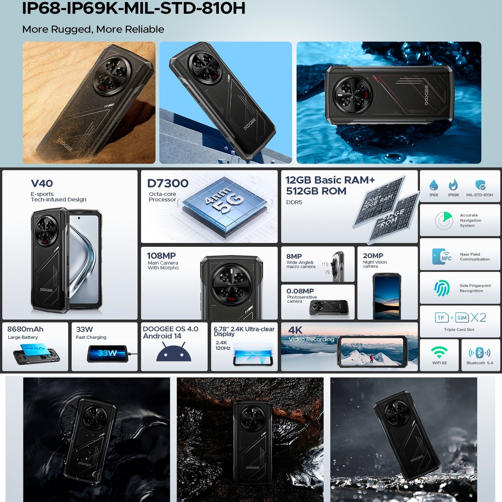 DOOGEE V40 - SMARTPHONE RUGERIZADO 5G CON 108MP Y BATERÍA DE 8680MAH - 3