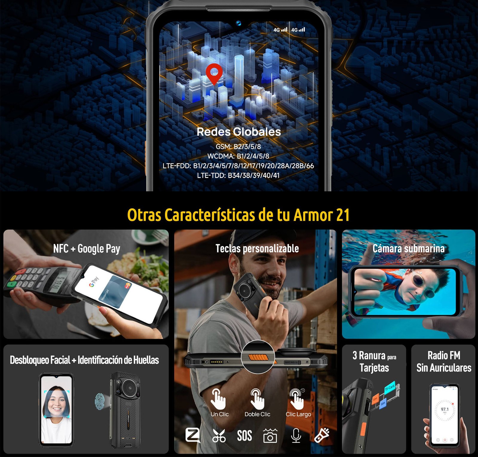 ULEFONE POWER ARMOR 21 - SMARTPHONE RESISTENTE CON SONIDO HIFI Y HALO INFINITO - 8