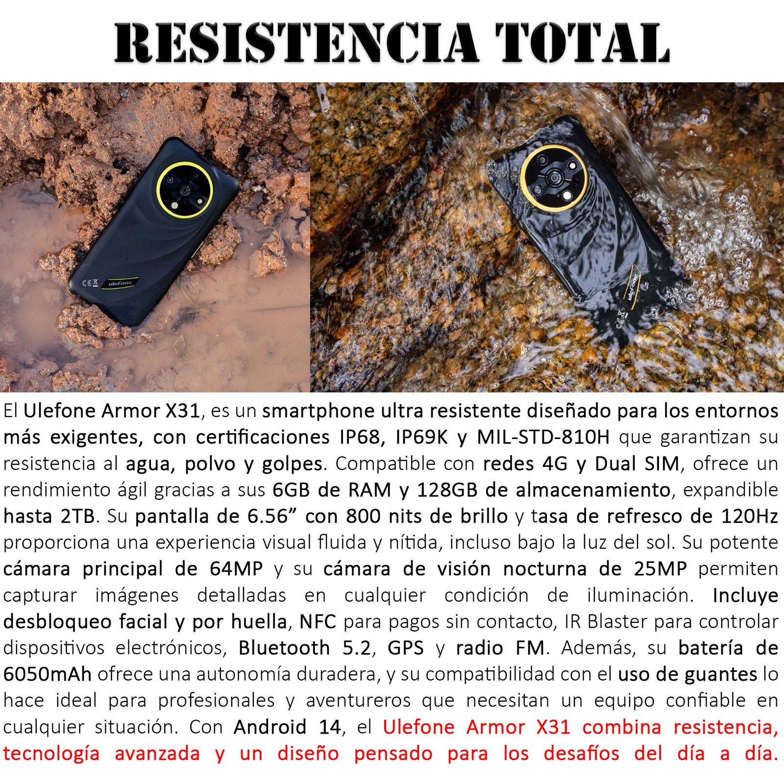 ULEFONE ARMOR X31 - RESISTENCIA EXTREMA, 64MP Y BATERÍA DE 6050MAH - 2