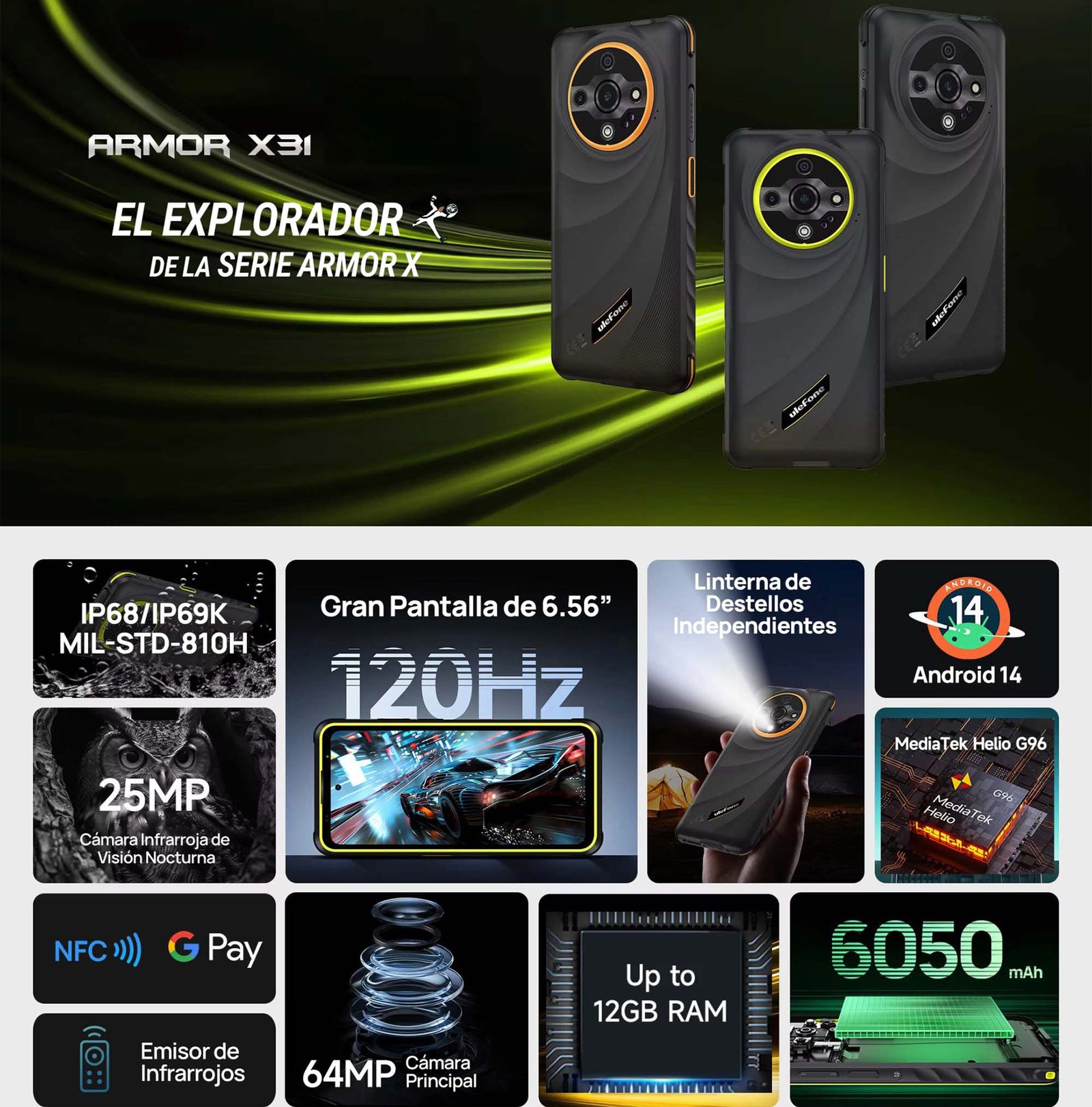 ULEFONE ARMOR X31 - RESISTENCIA EXTREMA, 64MP Y BATERÍA DE 6050MAH - 3