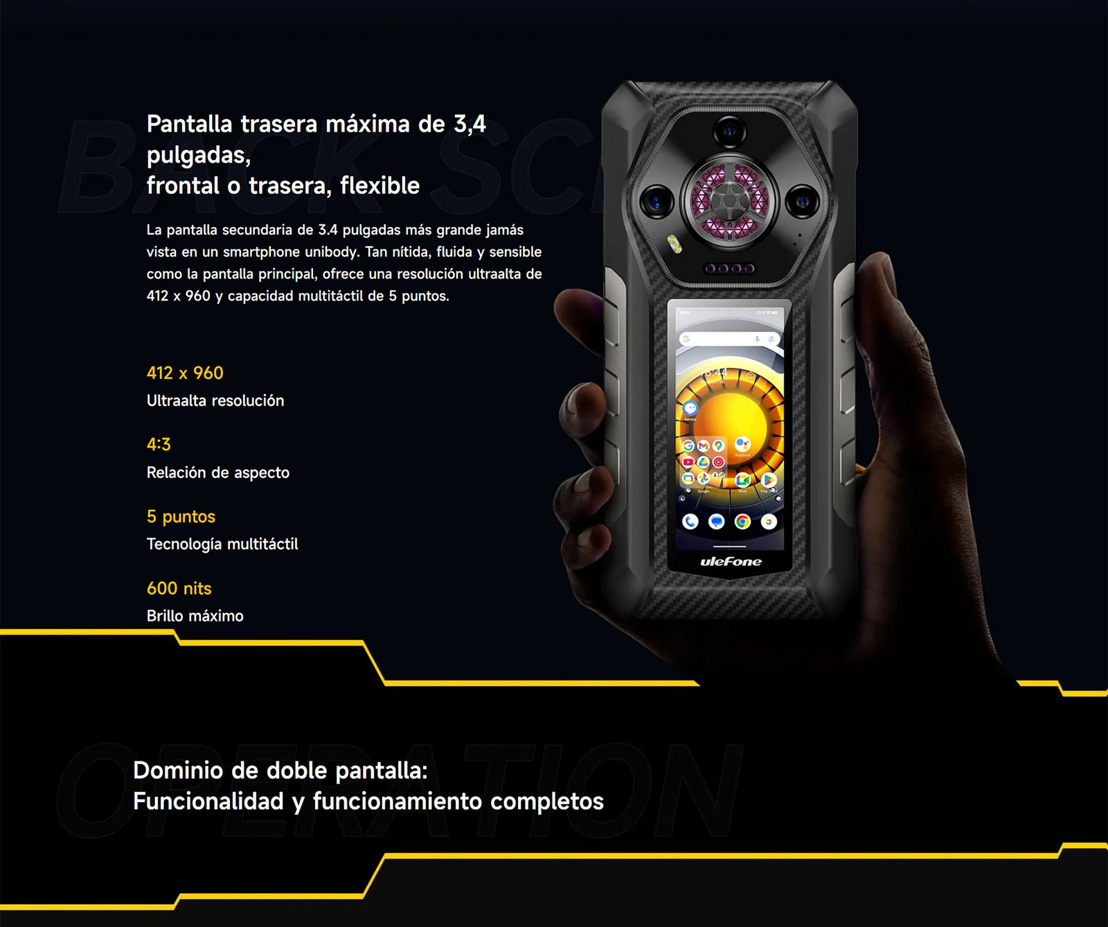 ULEFONE ARMOR 30 PRO - SMARTPHONE 5G RESISTENTE CON DOBLE PANTALLA - 5