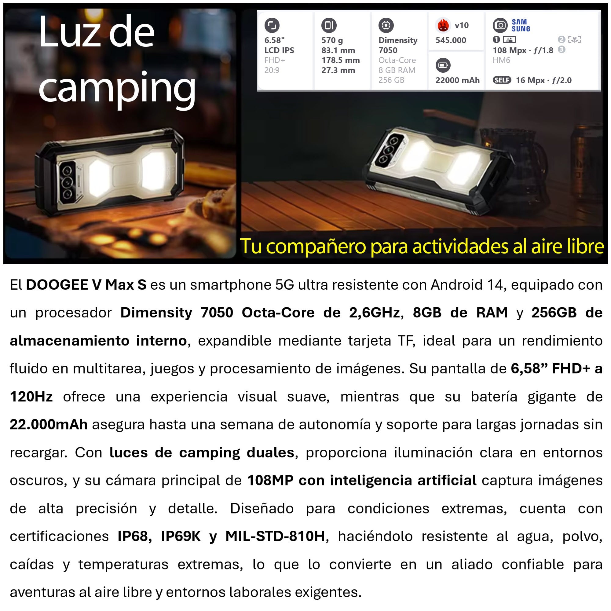DOOGEE V MAX S – DUALSIM 5G CON BATERÍA DE 22.000MAH Y CÁMARA DE 108MP - 2