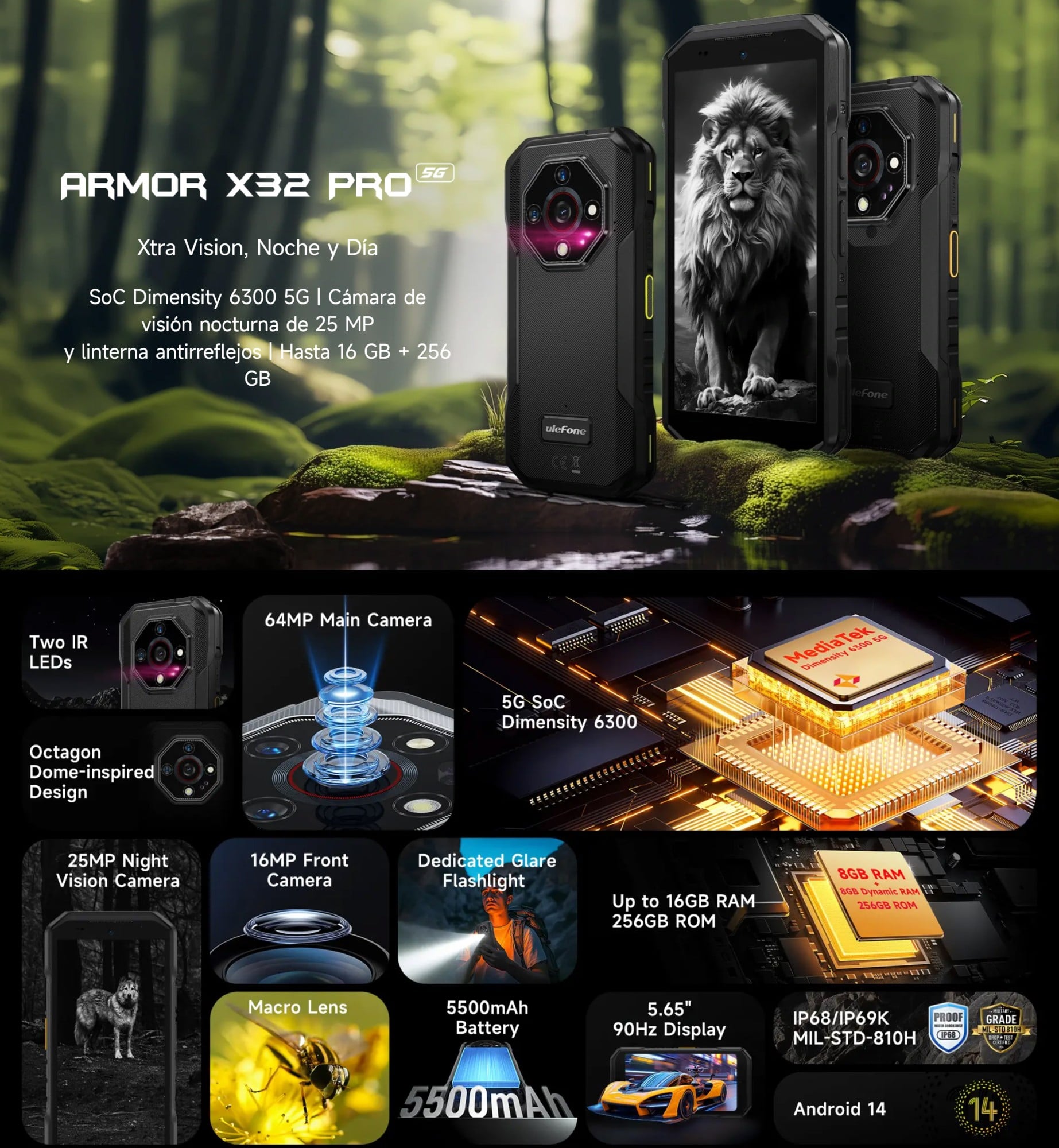 ULEFONE ARMOR X32 PRO – DUALSIM 5G ULTRA RESISTENTE CON VISIÓN NOCTURNA Y ANDROID 14 - 3