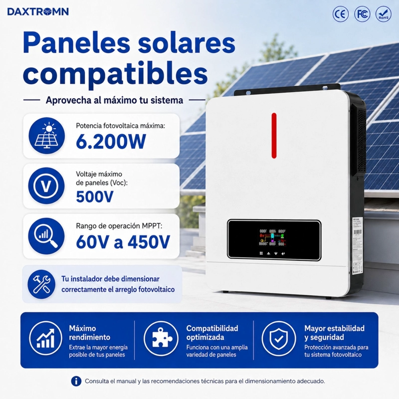 INVERSOR SOLAR CON WIFI HIBRIDO 4.2KW, POTENCIA PICO 8.400W - 6