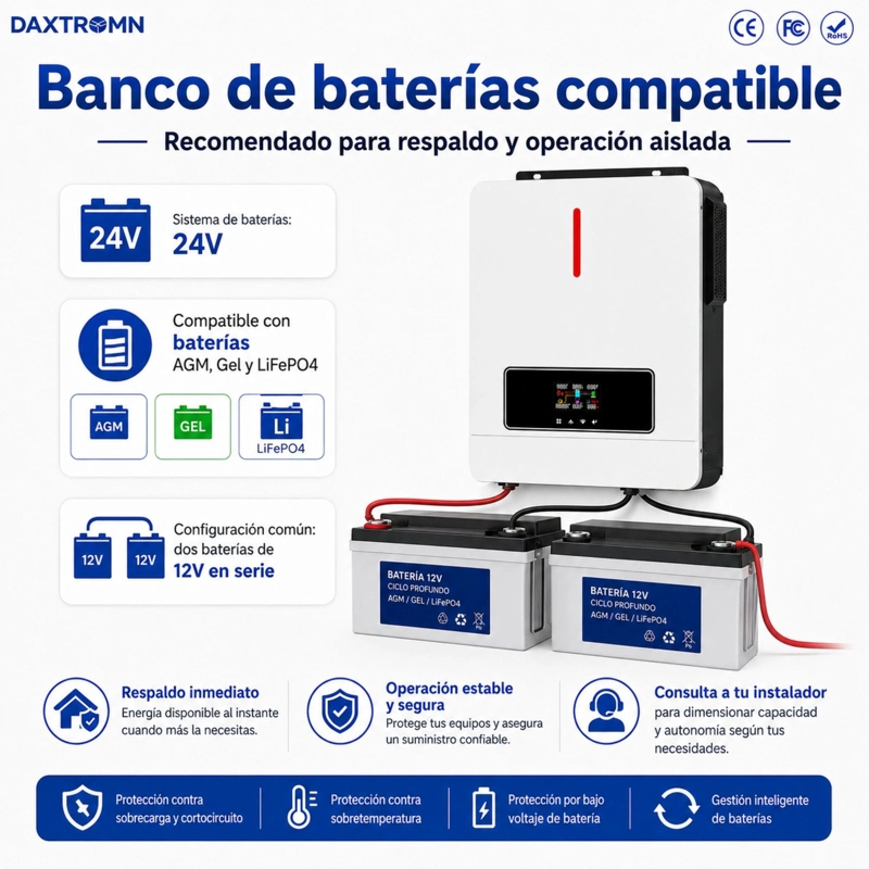 INVERSOR SOLAR CON WIFI HIBRIDO 4.2KW, POTENCIA PICO 8.400W - 7