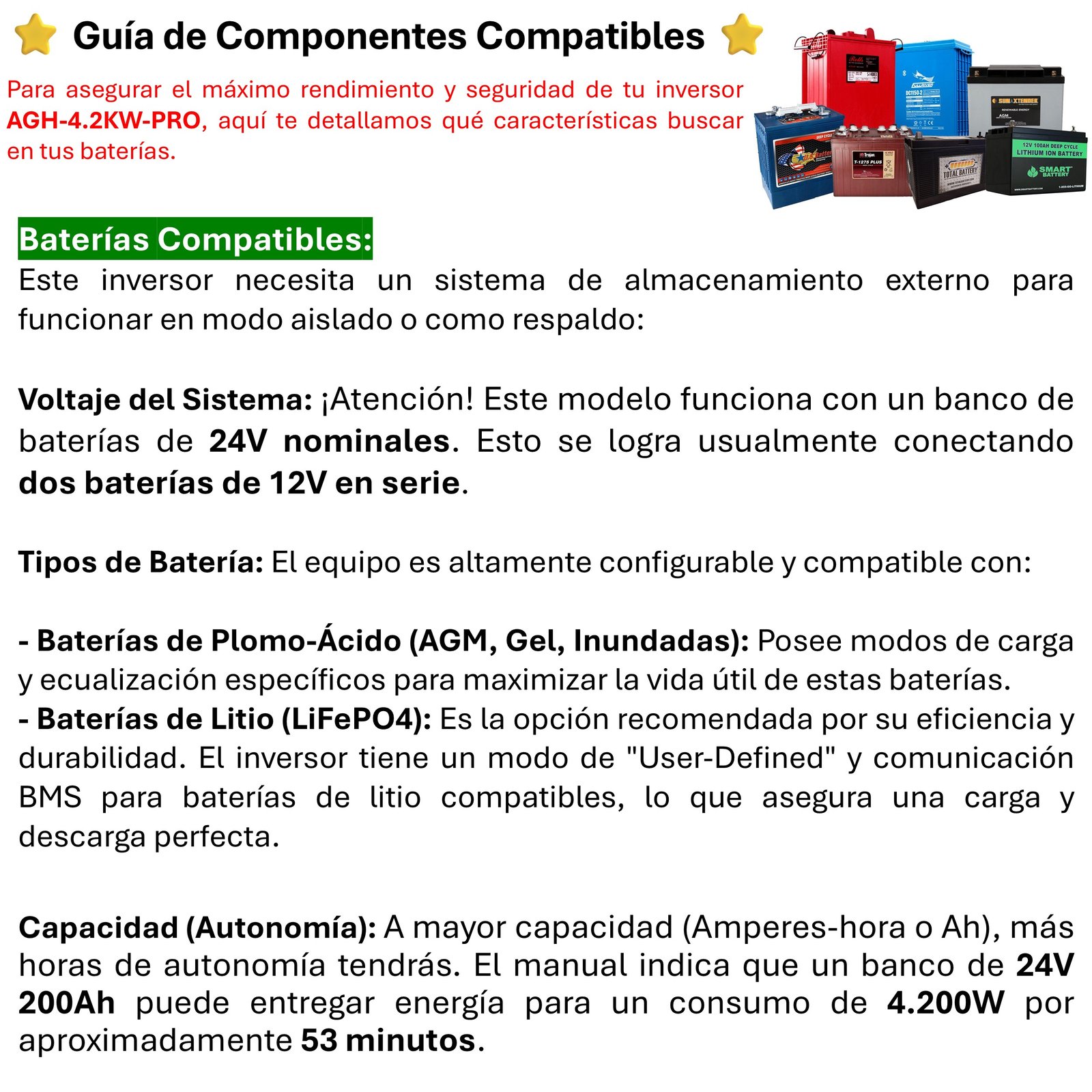 INVERSOR SOLAR CON WIFI HÍBRIDO 4.2KW, POTENCIA PICO 8.400W - 10