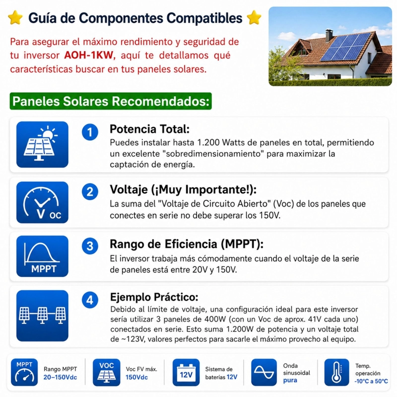 INVERSOR SOLAR 1.0KW 12V, POTENCIA PICO 2.000W / PORTABLE - 6