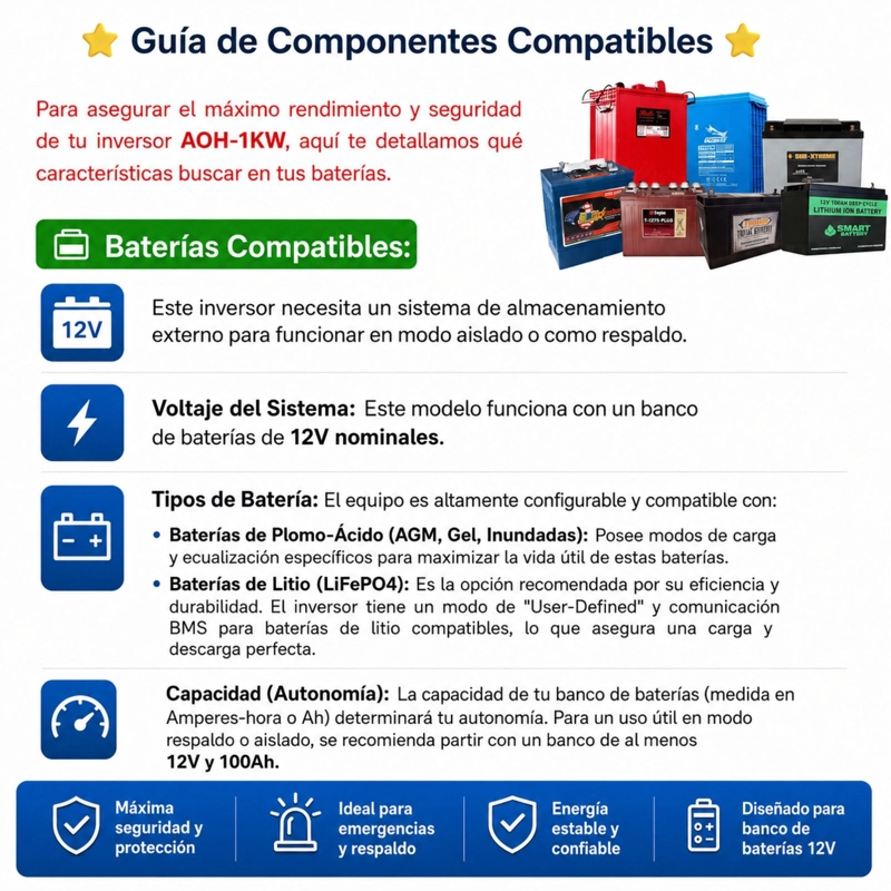 INVERSOR SOLAR 1.0KW 12V, POTENCIA PICO 2.000W / PORTABLE - 7