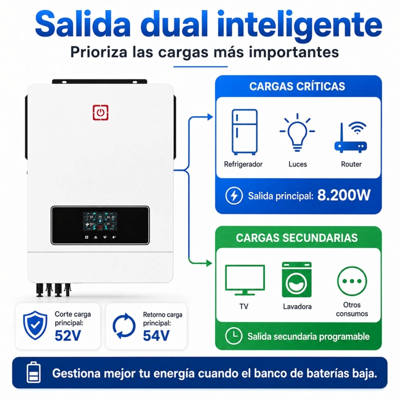 INVERSOR SOLAR CON WIFI HIBRIDO 8.2KW, POTENCIA PICO 16.400W - 5