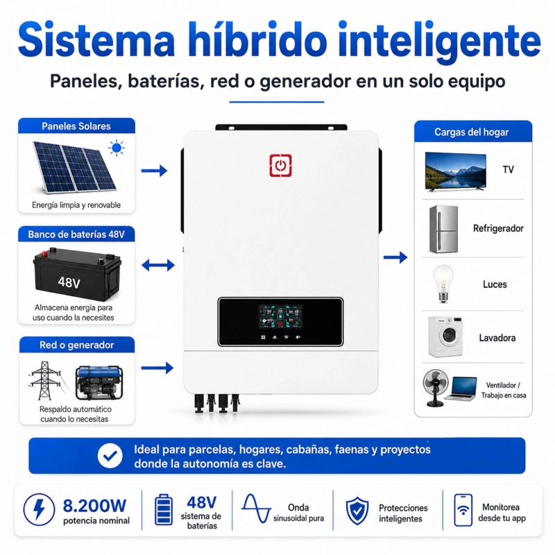 INVERSOR SOLAR CON WIFI HIBRIDO 8.2KW, POTENCIA PICO 16.400W - 7