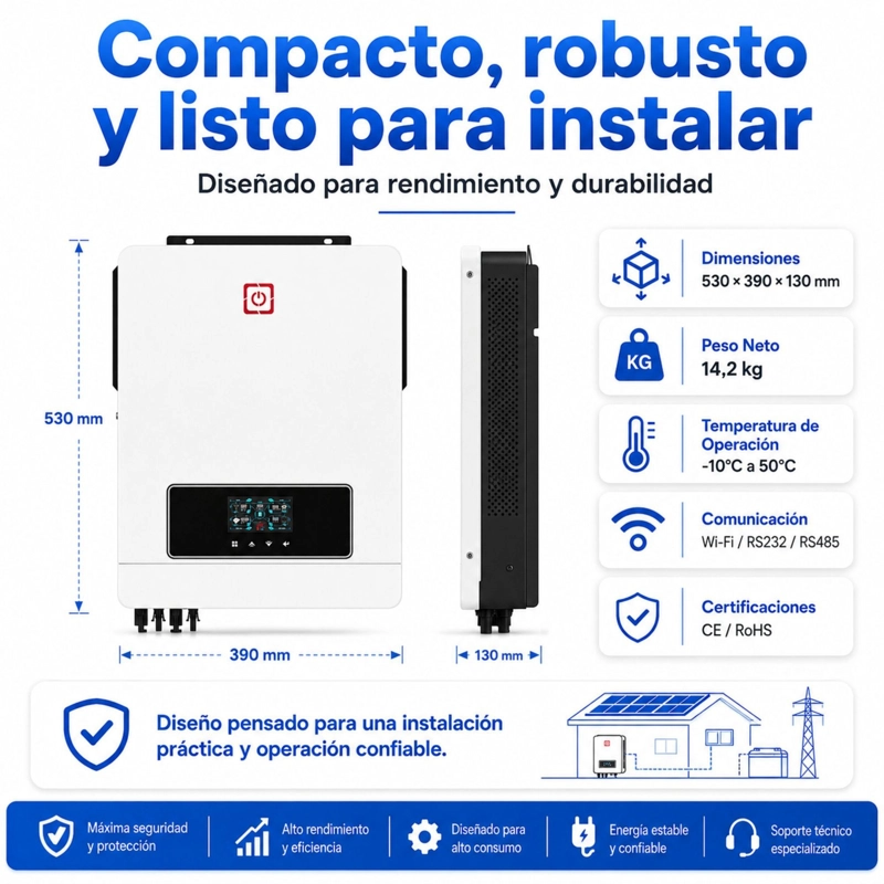INVERSOR SOLAR CON WIFI HIBRIDO 8.2KW, POTENCIA PICO 16.400W - 9