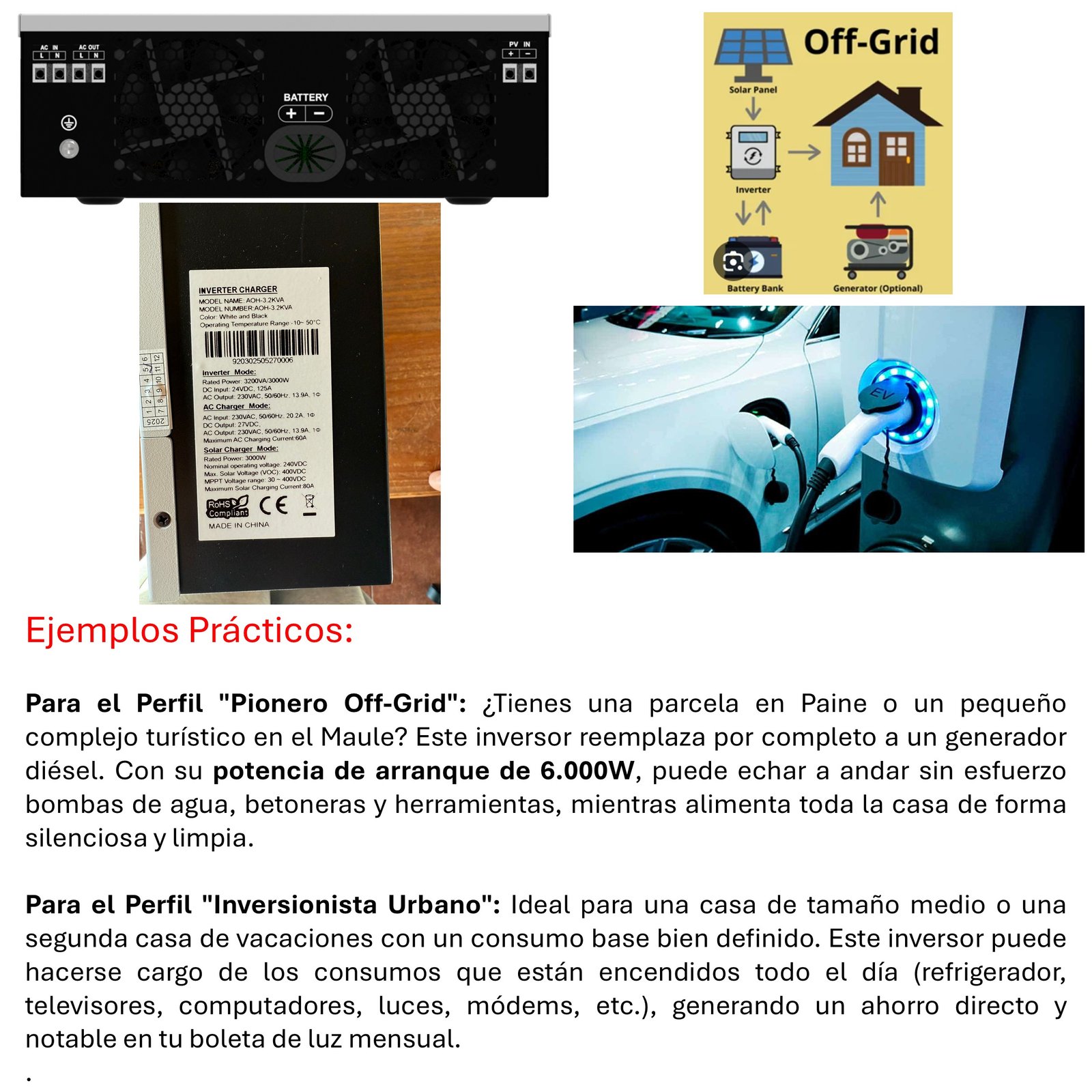 INVERSOR SOLAR CON WIFI HÍBRIDO 3.0KW, POTENCIA PICO 6.000W - 5