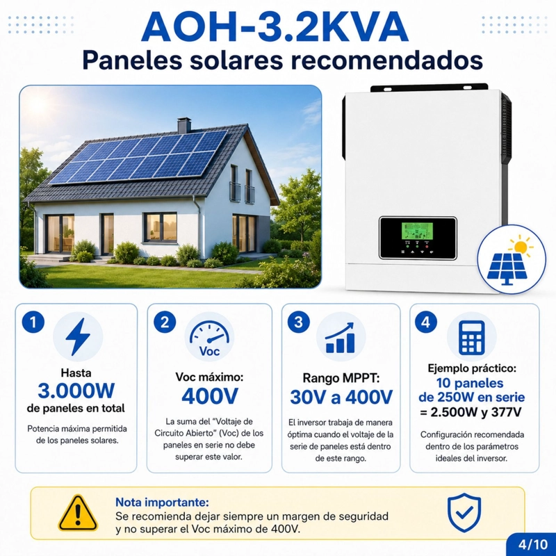 INVERSOR SOLAR CON WIFI HIBRIDO 3.0KW, POTENCIA PICO 6.000W - 6