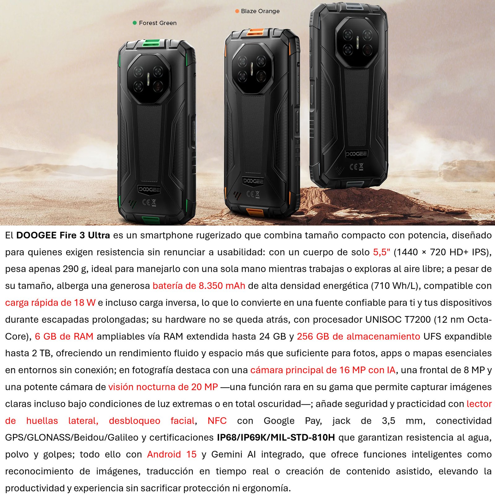 DOOGEE FIRE 3 ULTRA: RESISTENTE 5,5 PULGADAS CAMARA NOCTURNA - 3