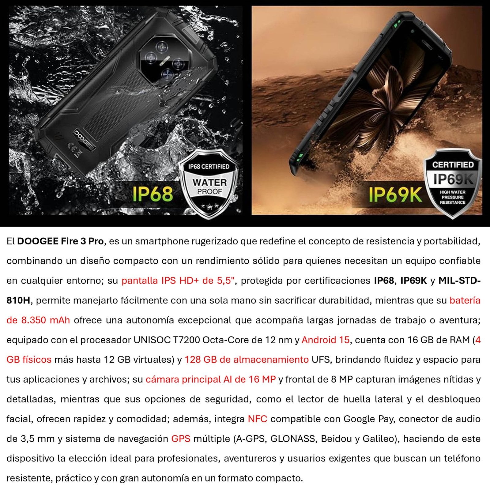 DOOGEE FIRE 3 PRO: COMPACTO RUGGED TODO TERRENO RESISTENTE - 3