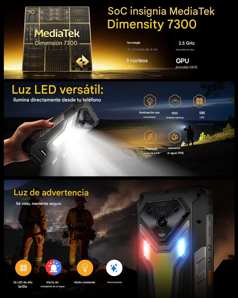 ULEFONE ARMOR 34 PRO PROYECTOR DLP 25500MAH 5G - 6