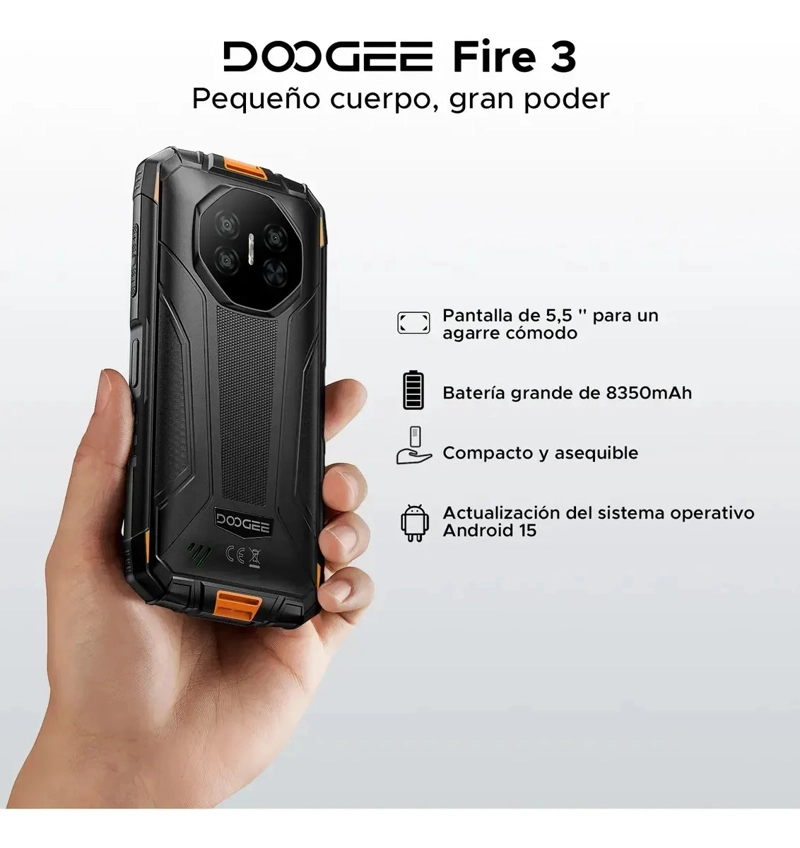 DOOGEE FIRE 3 RUGERIZADO 5.5 ANDROID 15 8.350MAH COMPACTO NARANJA - 2