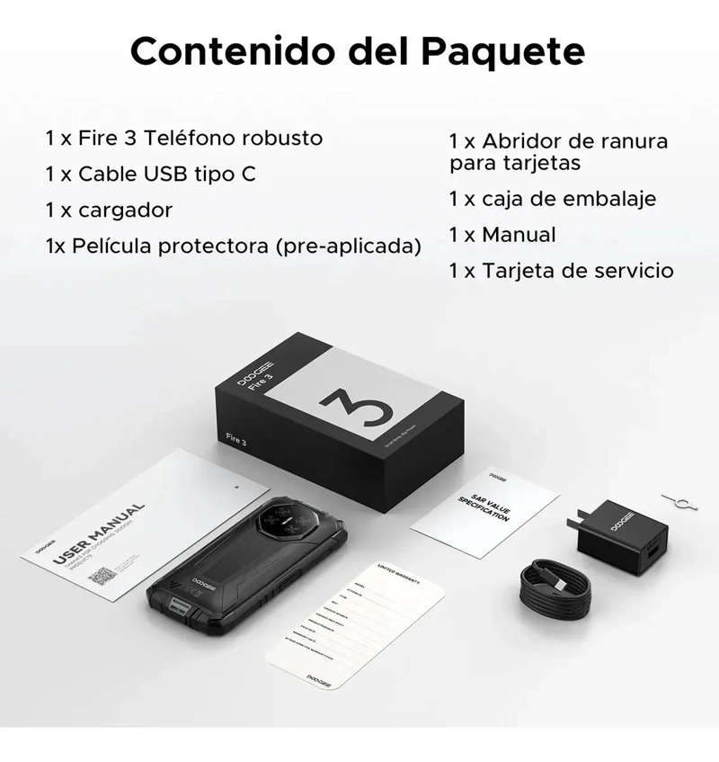 DOOGEE FIRE 3 RUGERIZADO 5.5 ANDROID 15 8.350MAH COMPACTO NARANJA - 8