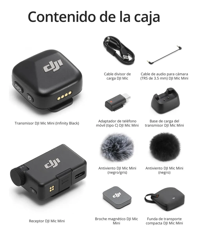 DJI MIC MINI (1 TX + 1 RX) | 1 MICROFONO Y BASE DE CARGA - 6