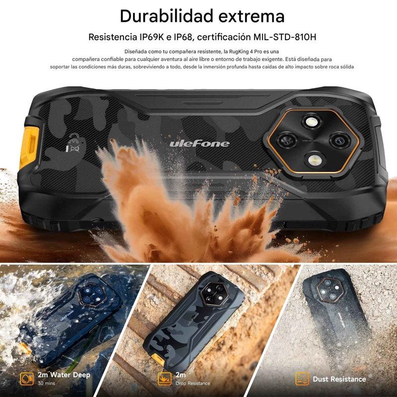 ULEFONE RUGKING 4 PRO 10200MAH RUGERIZADO 120HZ 256GB ANDROID BATERIA GIGANTE DURA DIAS RESISTENTE - 5