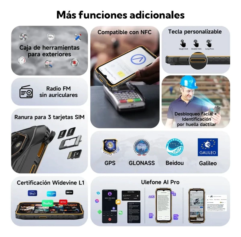 ULEFONE RUGKING 4 PRO 10200MAH RUGERIZADO 120HZ 256GB ANDROID BATERIA GIGANTE DURA DIAS RESISTENTE - 8