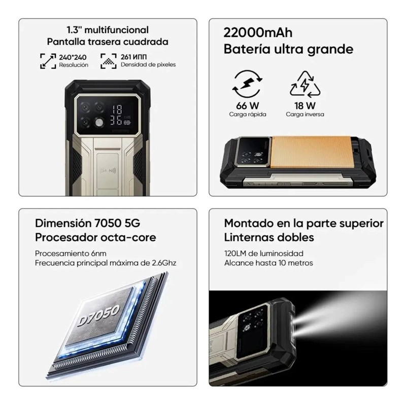 DOOGEE S200 MAX 5G RUGERIZADO 22000MAH 36GB RAM 512GB PANTALLA TRASERA BATERIA BESTIAL DURA DIAS - 5