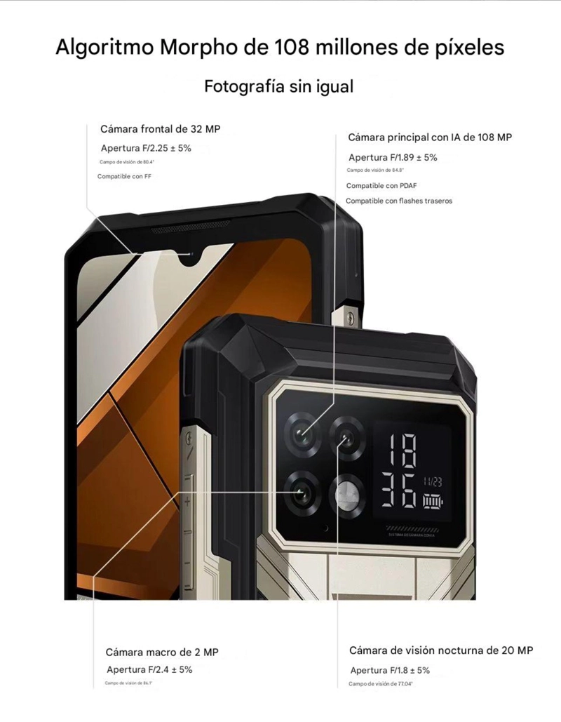 DOOGEE S200 MAX 5G RUGERIZADO 22000MAH 36GB RAM 512GB PANTALLA TRASERA BATERIA BESTIAL DURA DIAS - 7