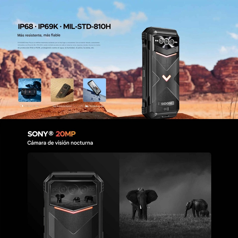 DOOGEE V MAX PLUS 5G RUGERIZADO 22000MAH 36GB RAM 512GB BATERIA MONSTRUO DURA DIAS USO EXTREMO - 4