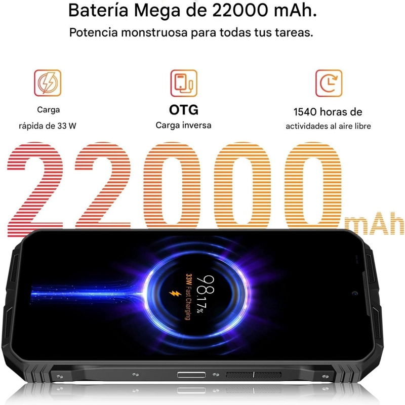 DOOGEE V MAX PLUS 5G RUGERIZADO 22000MAH 36GB RAM 512GB BATERIA MONSTRUO DURA DIAS USO EXTREMO - 5