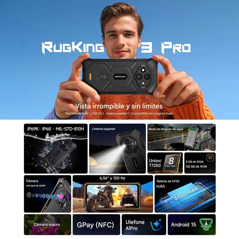 ULEFONE RUGKING 3 PRO RUGERIZADO 120HZ ANDROID 15 128GB RESISTENTE GOLPES AGUA POLVO POTENTE FLUIDO - 4