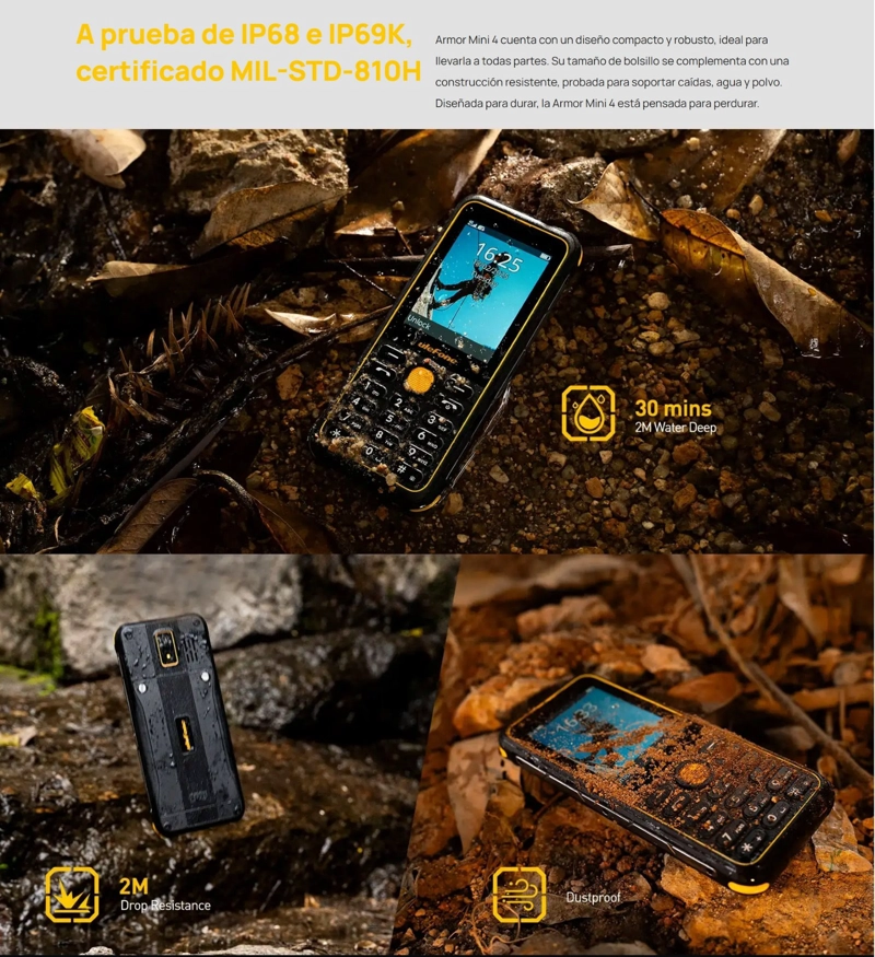 ULEFONE ARMOR MINI 4 RUGERIZADO 4G DUAL SIM TELE FONO BASICO INDESTRUCTIBLE COMPACTO TRABAJO RUDO - 4
