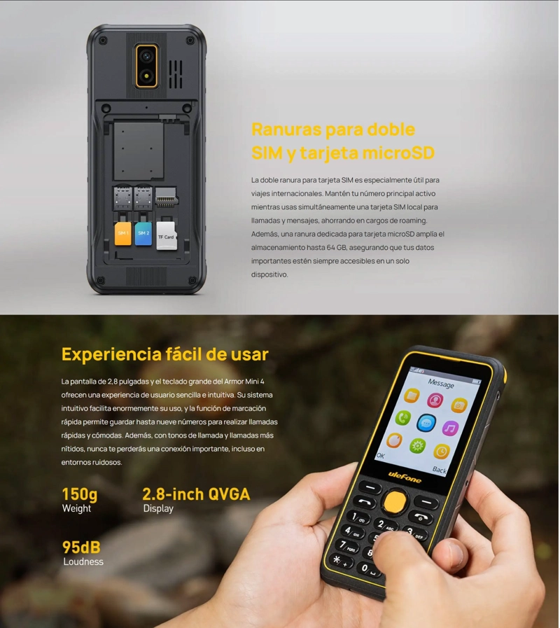 ULEFONE ARMOR MINI 4 RUGERIZADO 4G DUAL SIM TELE FONO BASICO INDESTRUCTIBLE COMPACTO TRABAJO RUDO - 6