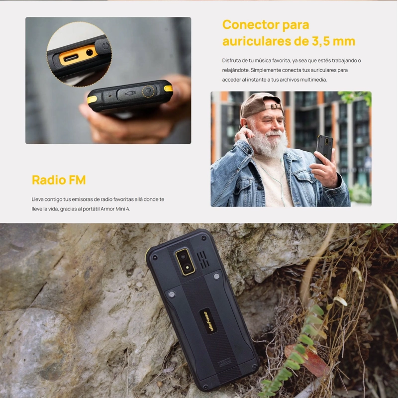 ULEFONE ARMOR MINI 4 RUGERIZADO 4G DUAL SIM TELE FONO BASICO INDESTRUCTIBLE COMPACTO TRABAJO RUDO - 7