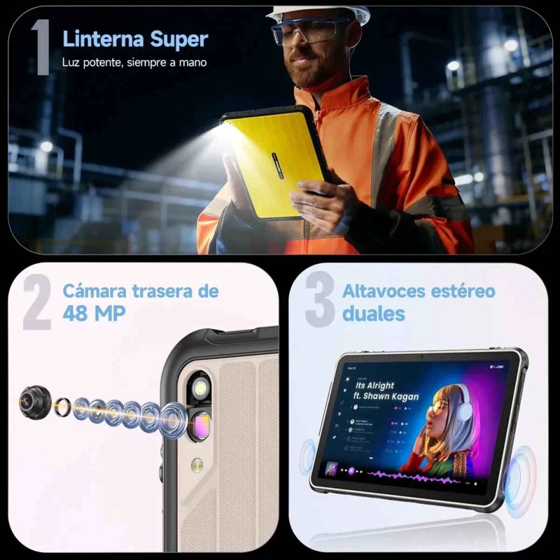 TABLET RUGGED: RUGKING PAD 2 PRO - 10 PULG. 16GB, 4G, LINTERNA, ANDROID 16, CORREA - 5