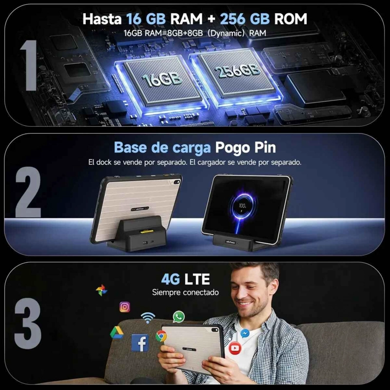 TABLET RUGGED: RUGKING PAD 2 PRO - 10 PULG. 16GB, 4G, LINTERNA, ANDROID 16, CORREA - 6